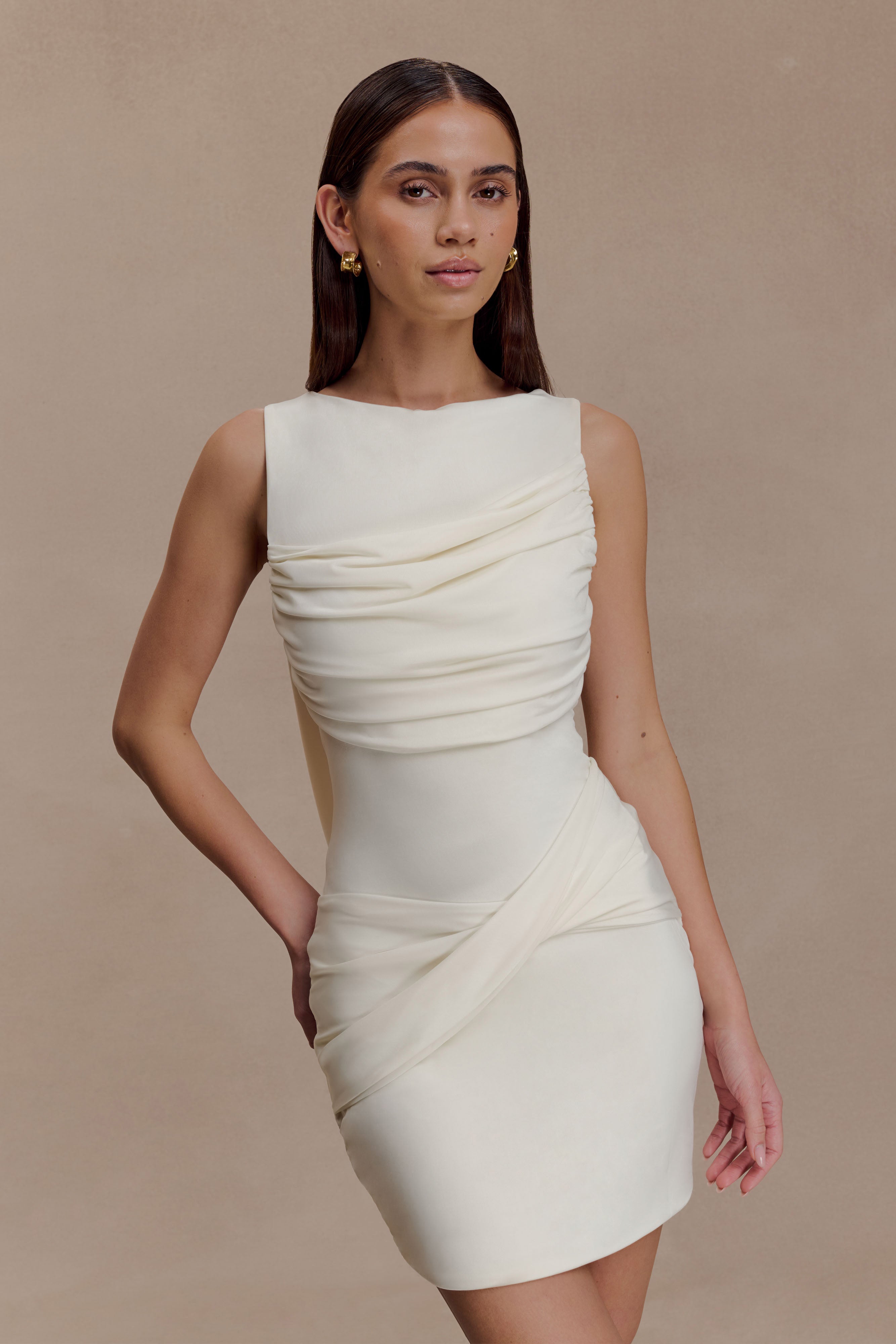 Henley Slinky Drape Mini Dress