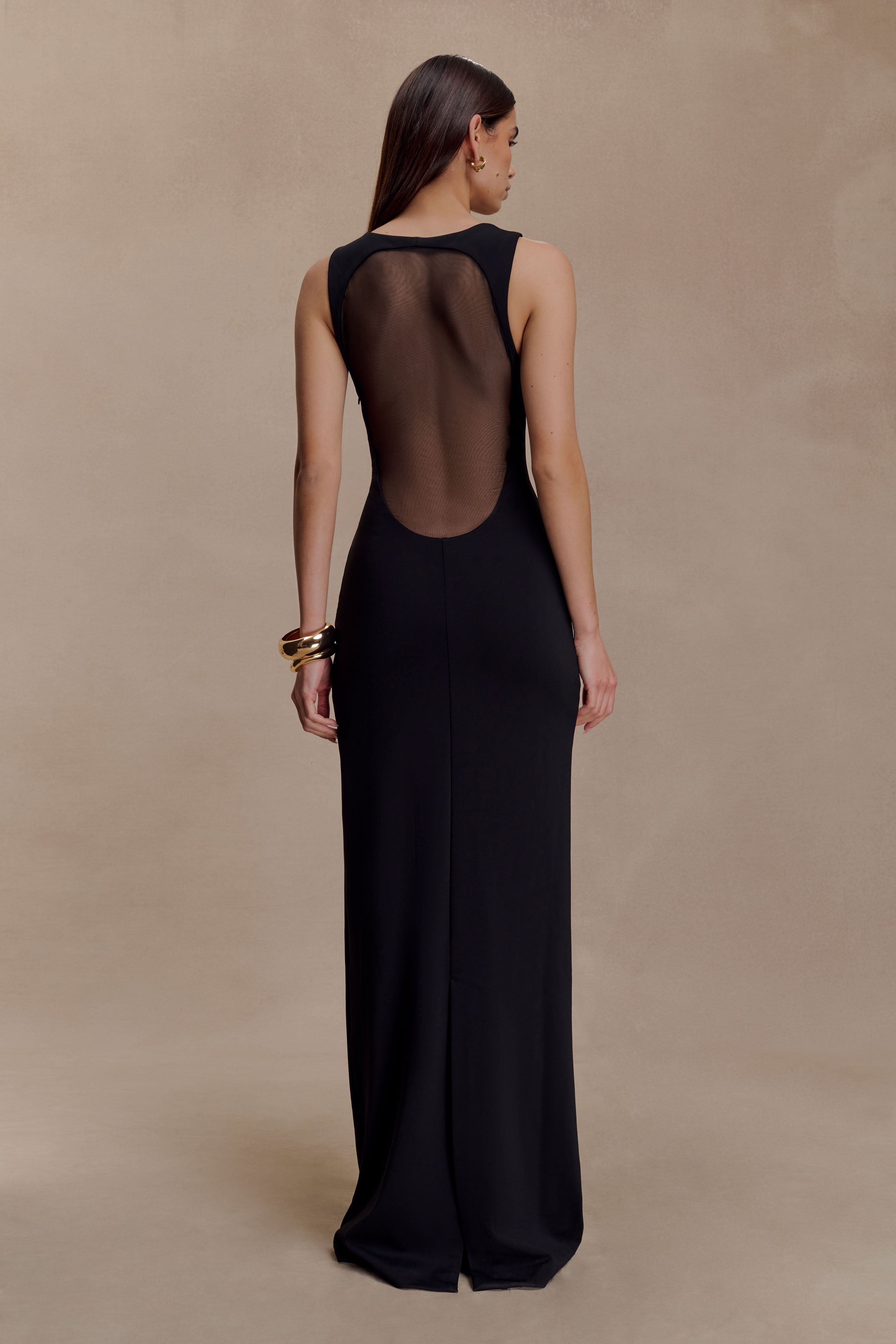 Marlon Crepe And Mesh Maxi Dress