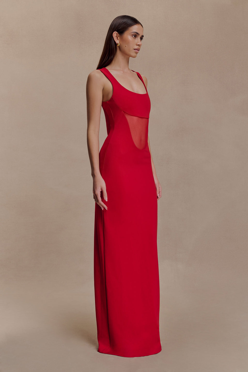 Marlon Crepe And Mesh Maxi Dress