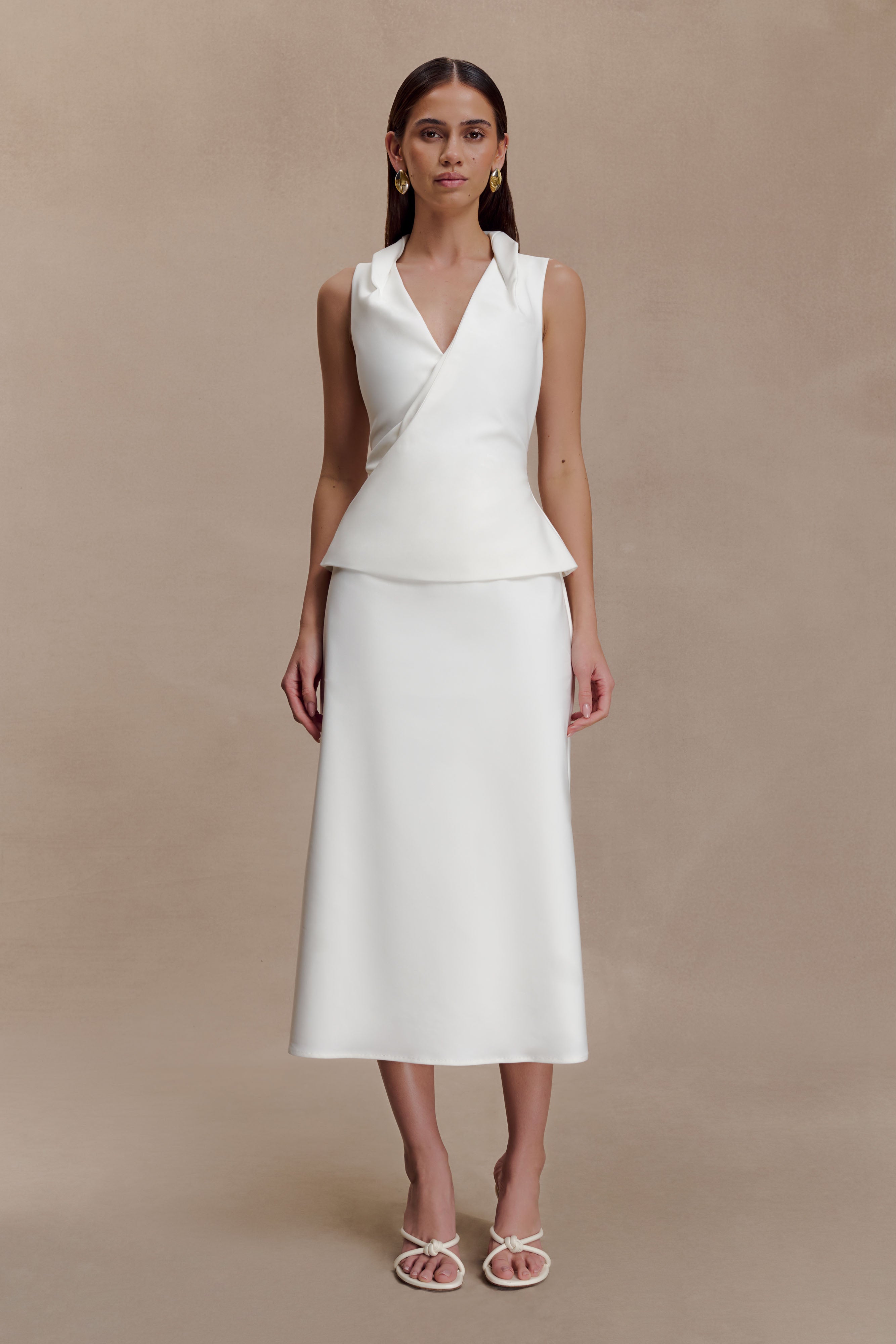 Yanina Cotton Halter Midi Dress