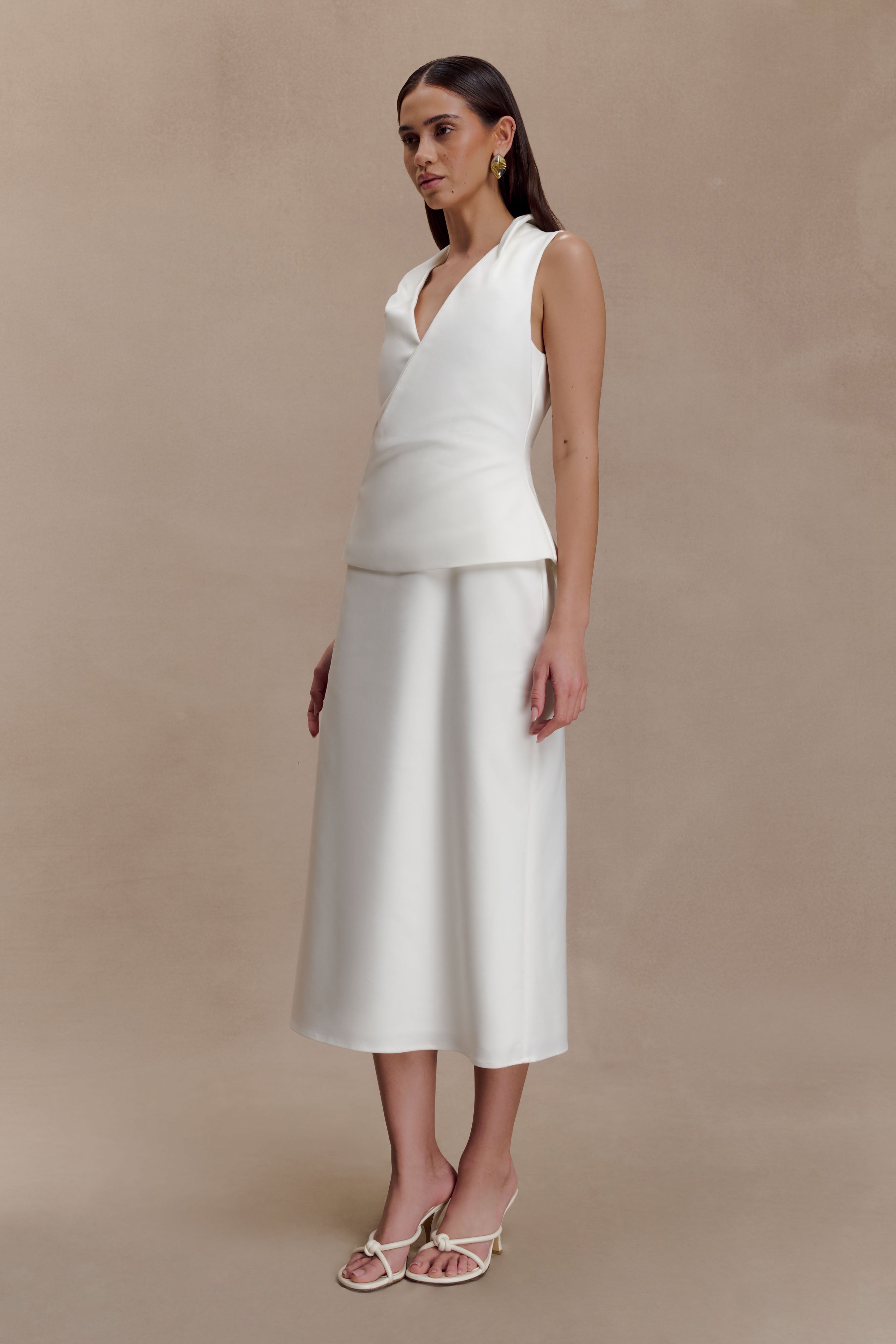 Yanina Cotton Halter Midi Dress