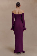 Sandrine Off Shoulder Knit Maxi Dress in Plum – Chic&Drifts