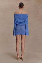 Marisol Off Shoulder Boucle Mini Dress in Periwinkle – Chic&Drifts