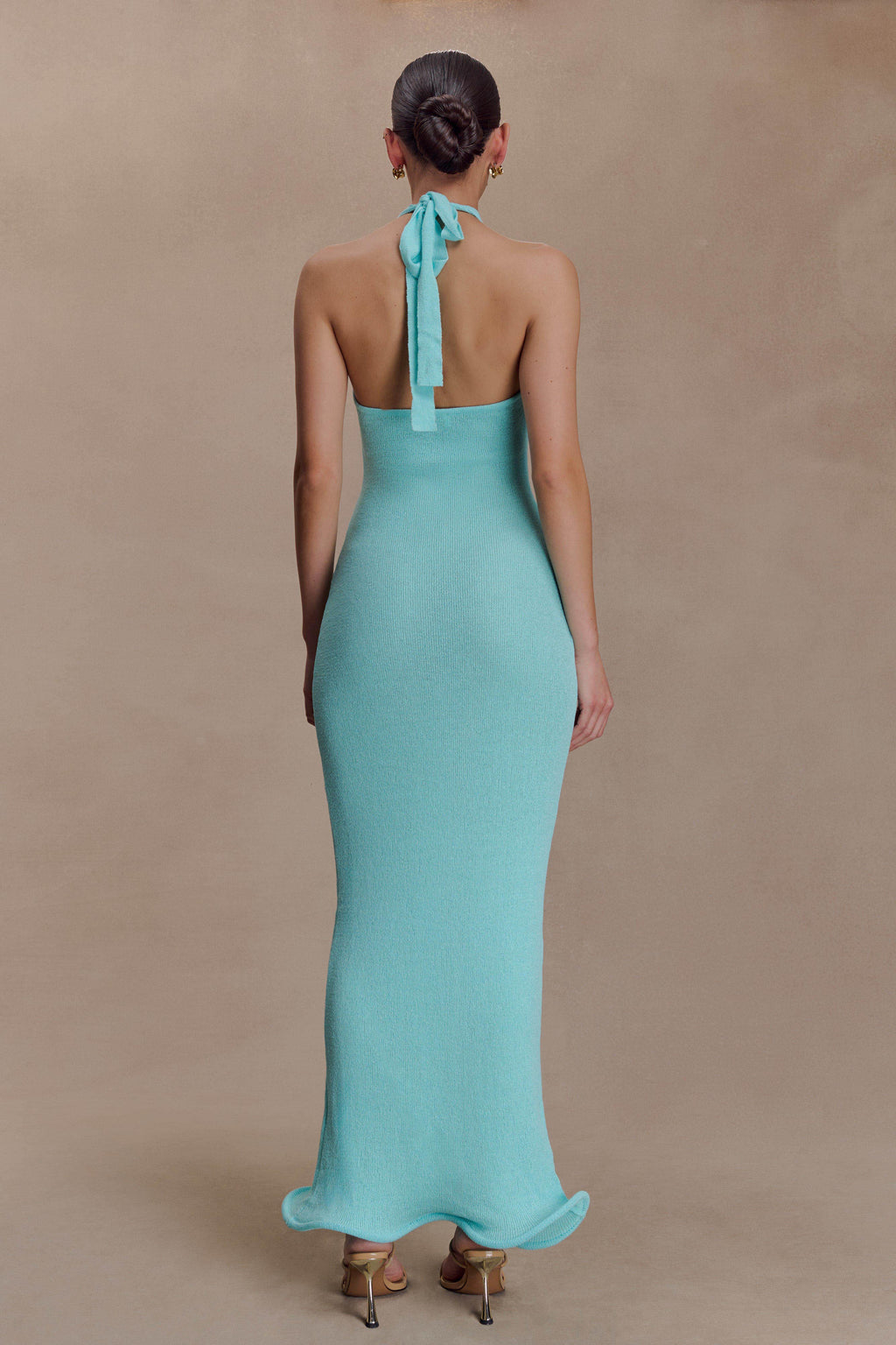 Melodie Halter Knit Maxi Dress in Cyan Blue – Chic&Drifts