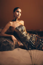 Clemence Plisse Maxi Dress in Gold – Chic&Drifts