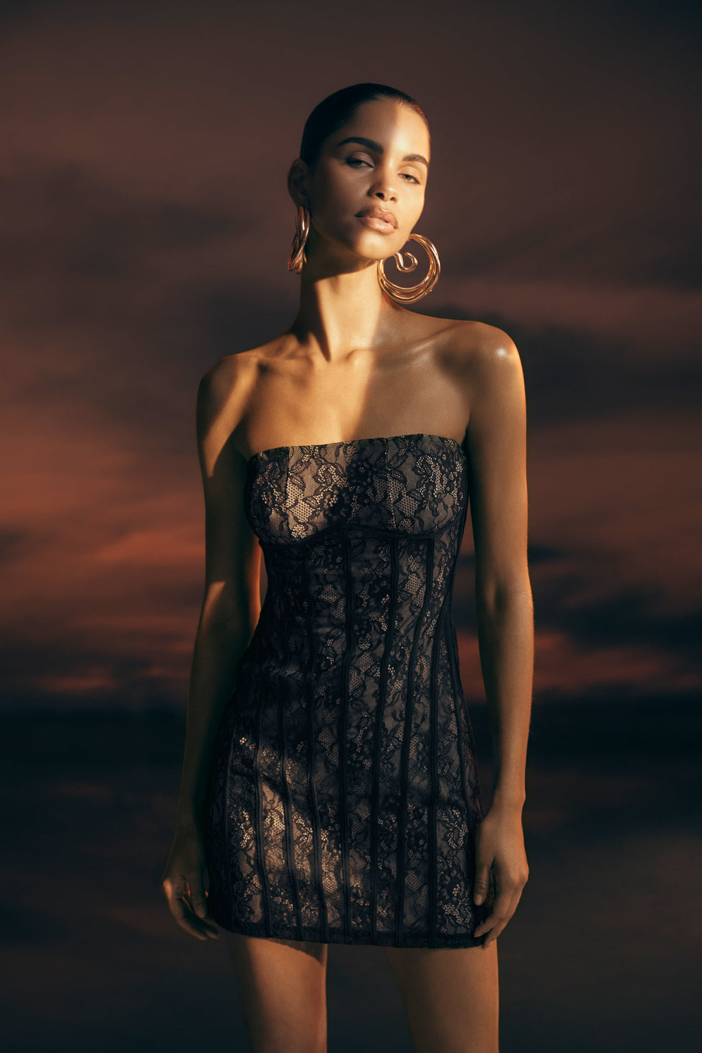Jeannette Panelled Lace Mini Dress