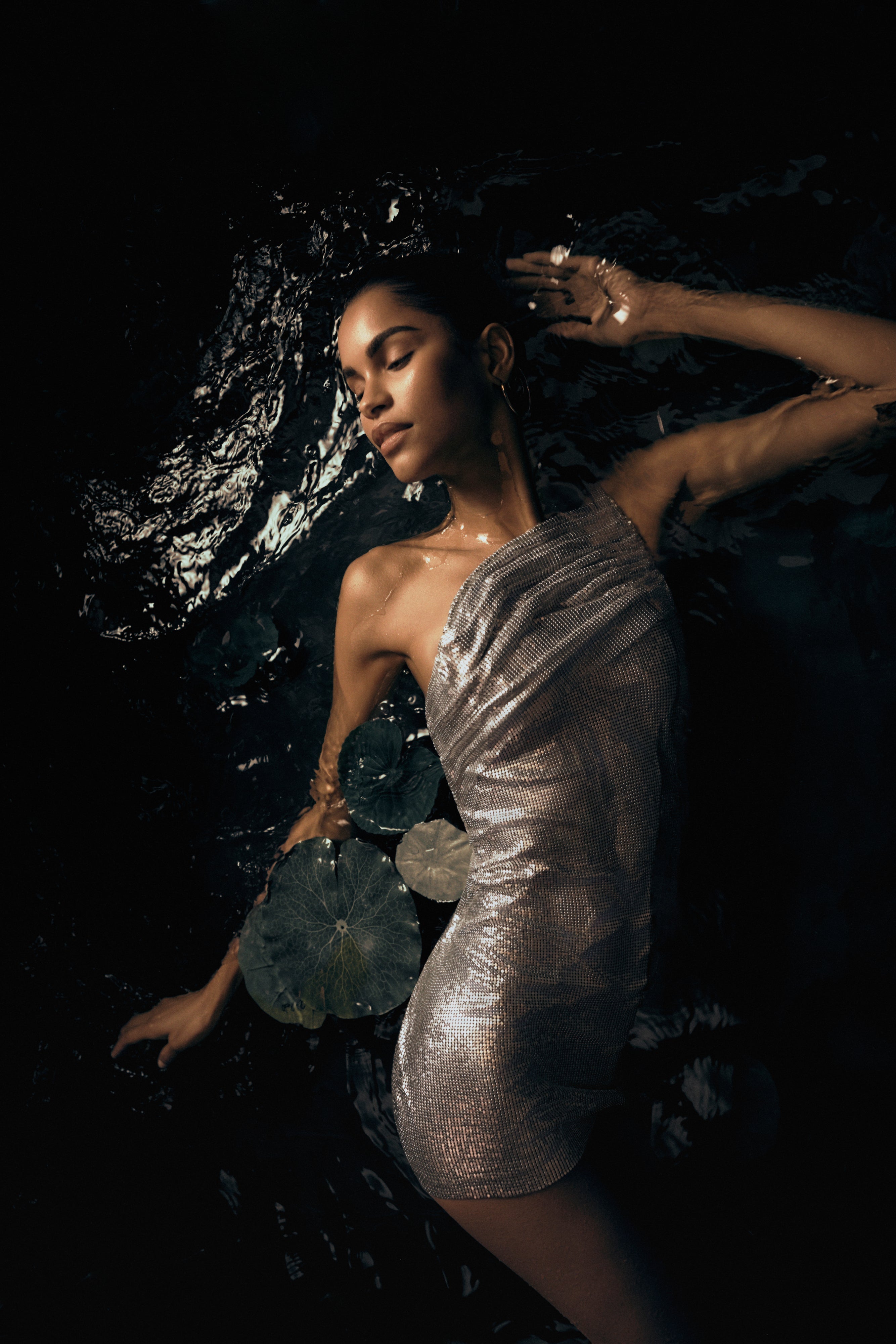 Lyle One Shoulder Glow Mesh Mini Dress