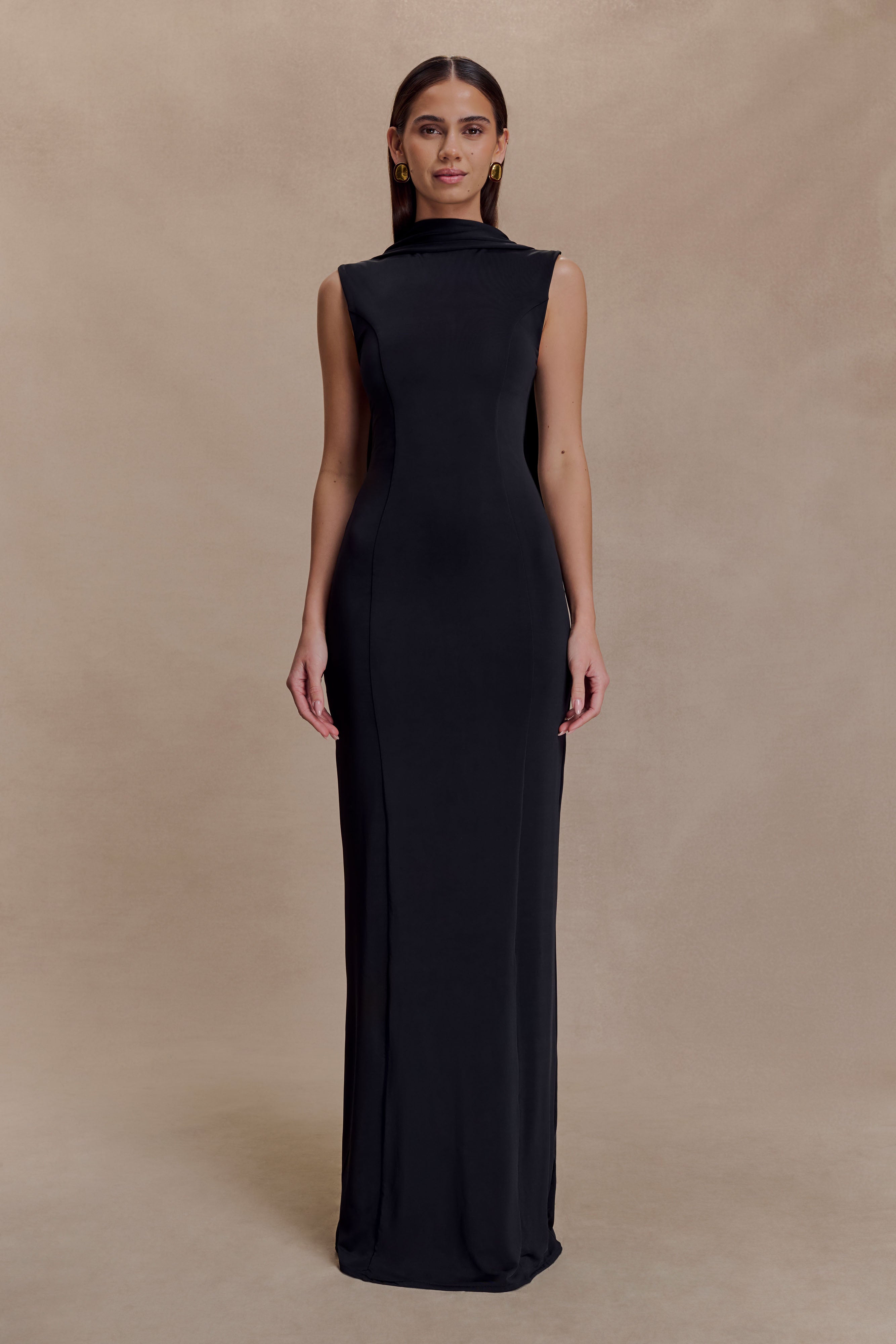 Wisteria Slinky Maxi Dress With Scarf