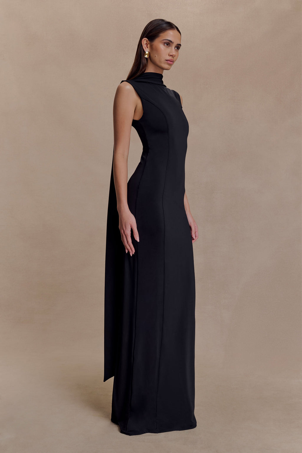 Wisteria Slinky Maxi Dress With Scarf