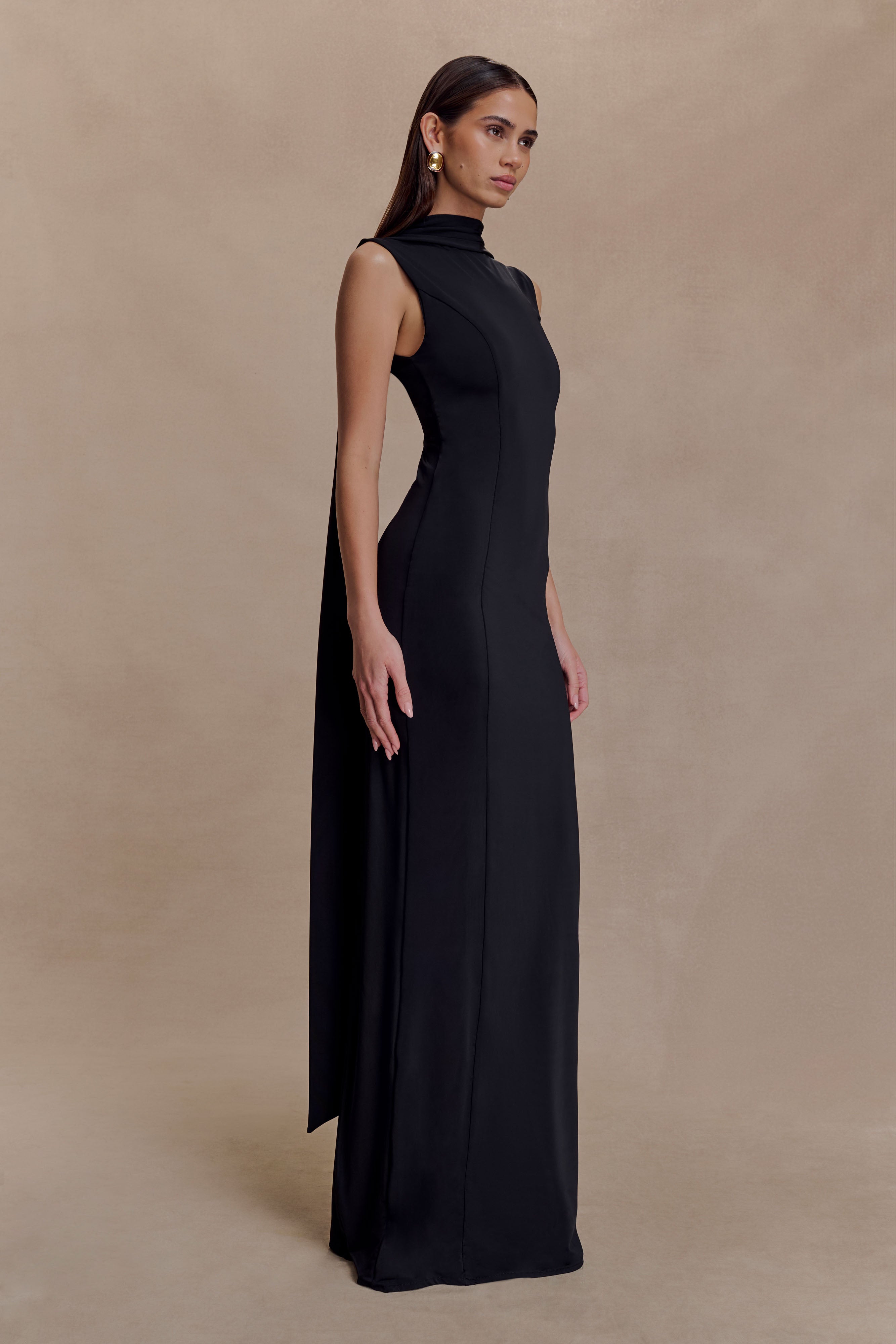 Wisteria Slinky Maxi Dress With Scarf
