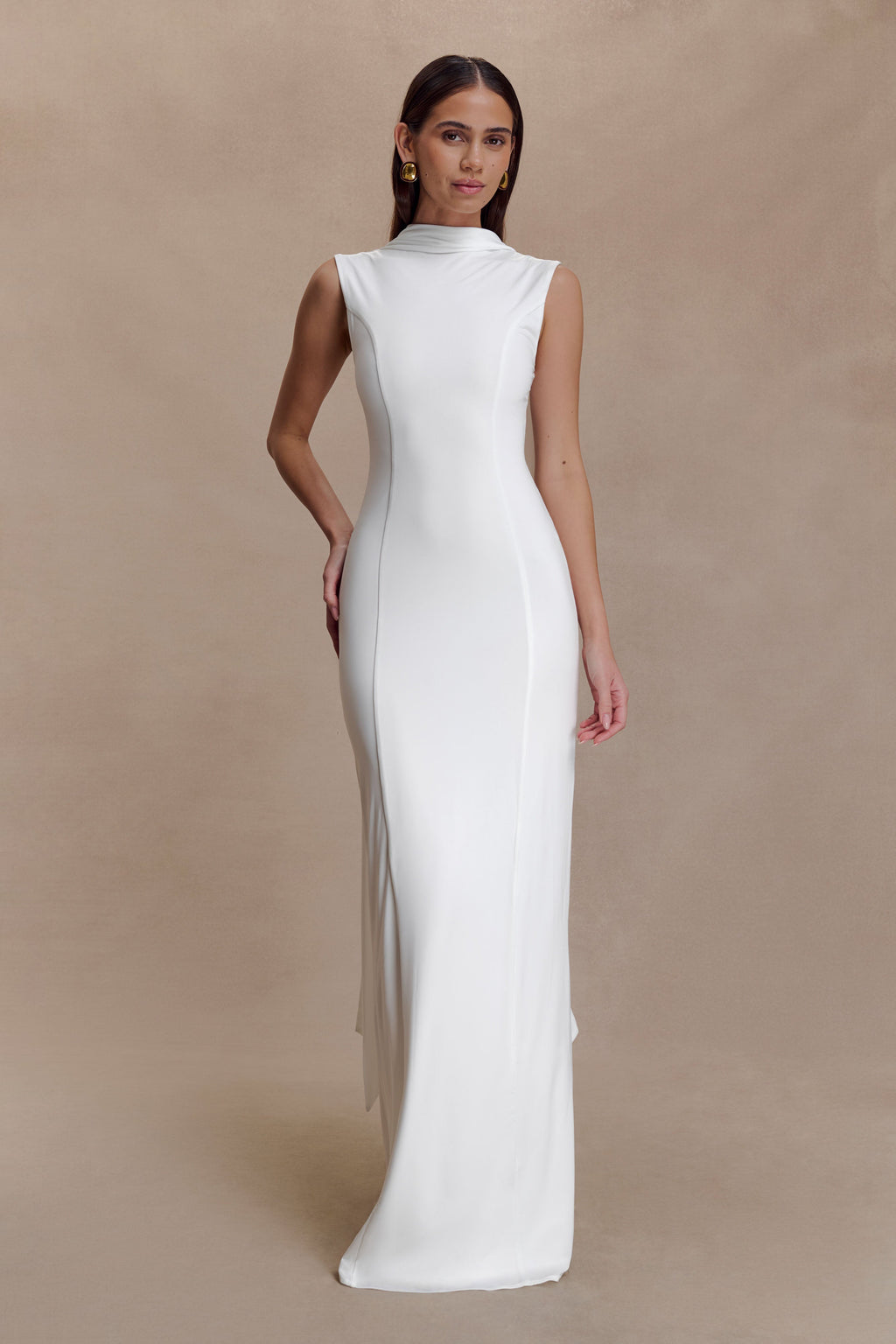 Wisteria Slinky Maxi Dress With Scarf