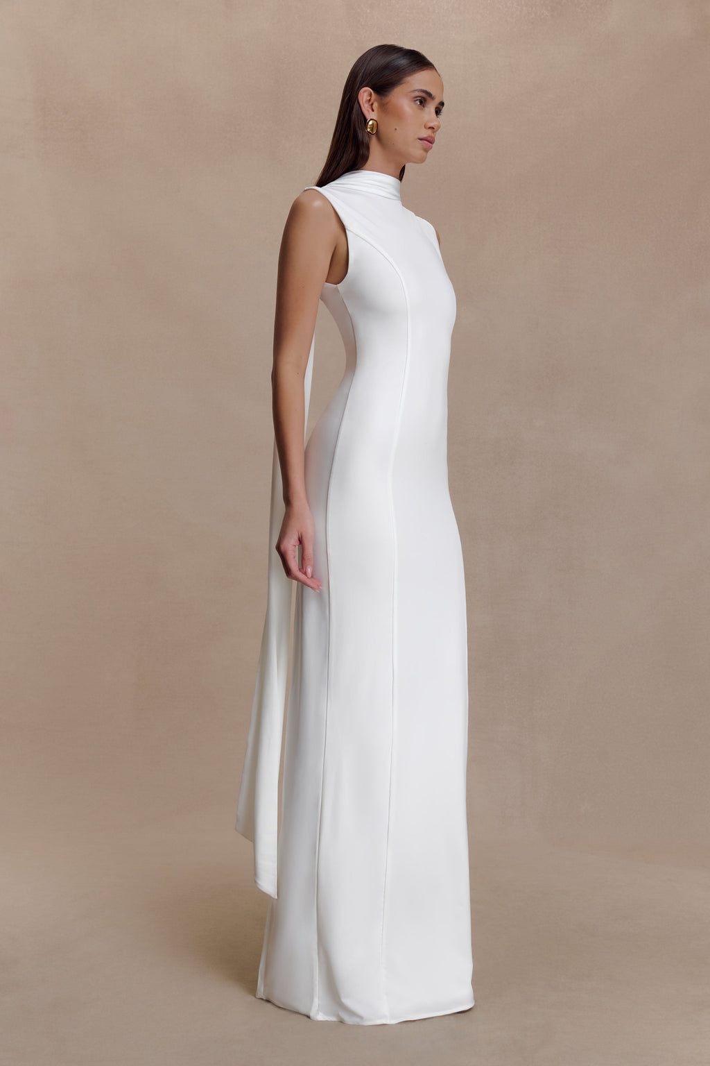 Wisteria Slinky Maxi Dress With Scarf