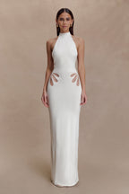 Brock Knit Halter Maxi Dress in White – Chic&Drifts