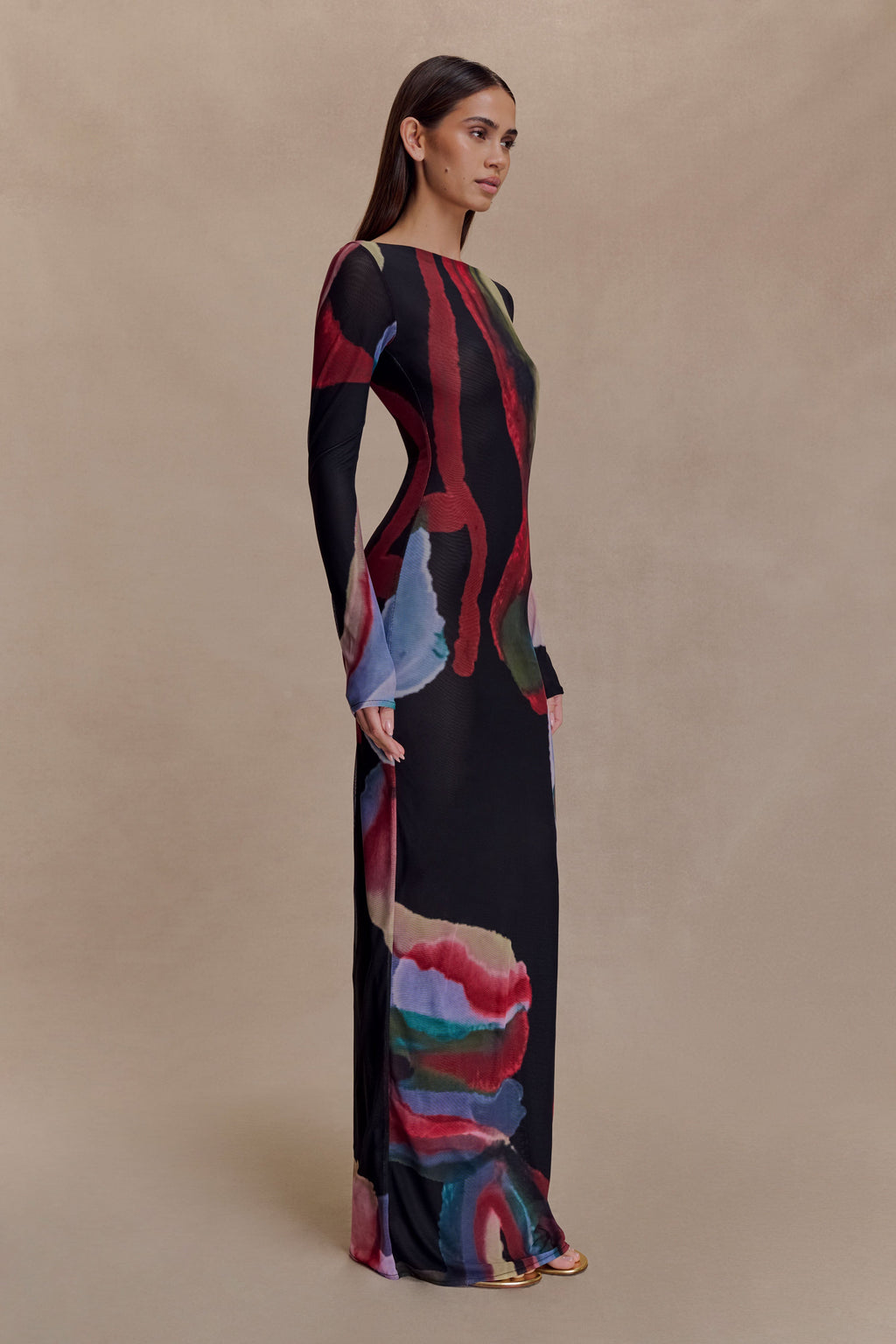 Soraya Long Sleeve Mesh Maxi Dress