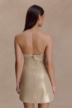 Annette Linen Mini Dress in Gold – Chic&Drifts