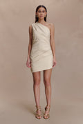 Helena One Shoulder Linen Mini Dress