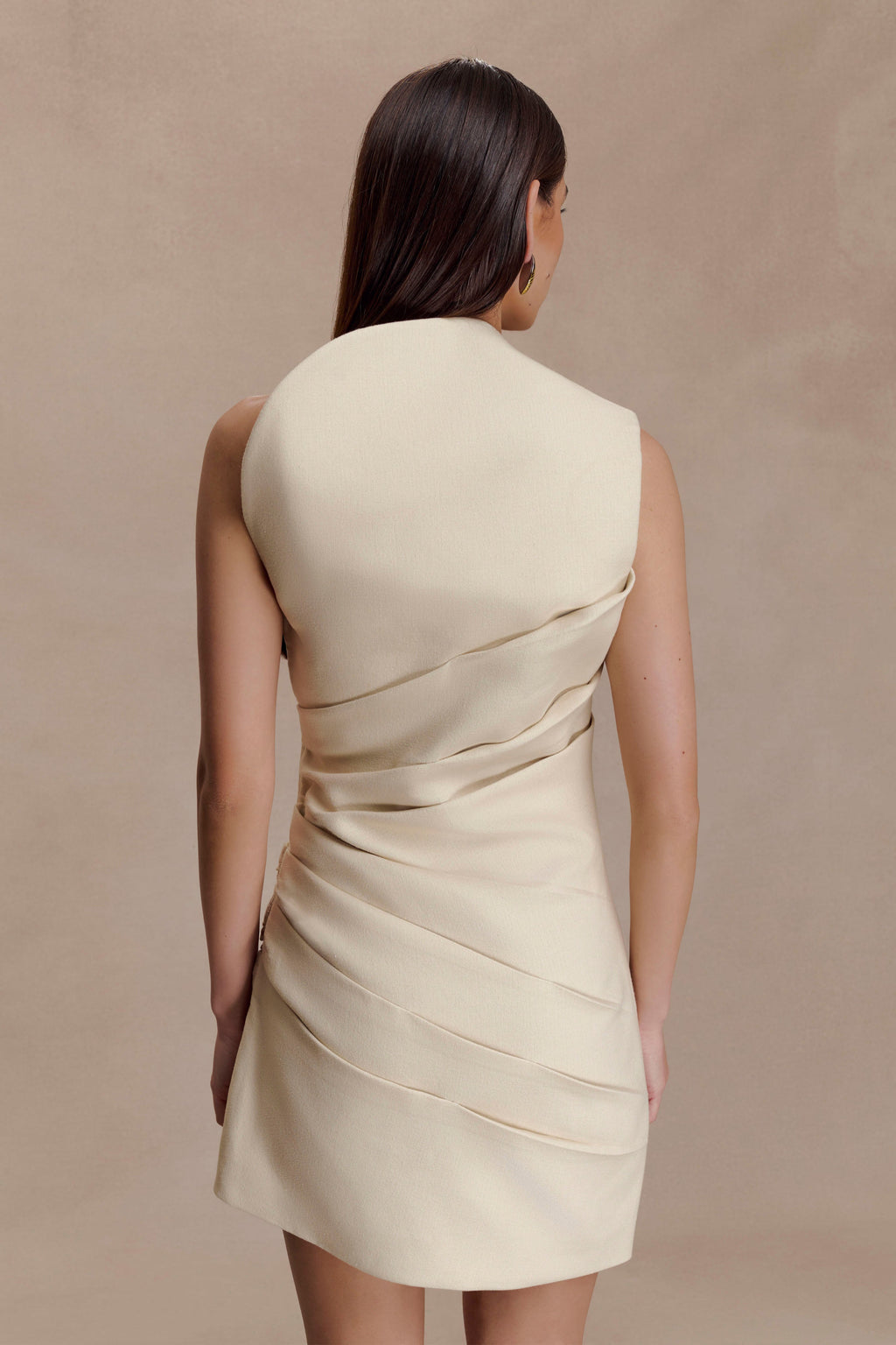 Helena One Shoulder Linen Mini Dress in Natural Beige – Chic&Drifts