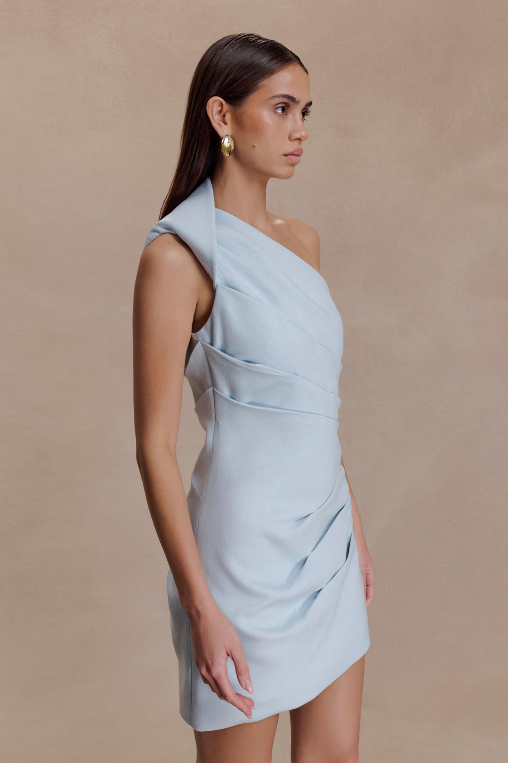 Helena One Shoulder Linen Mini Dress