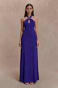 Ozias Halter Semi Sheer Knit Maxi Dress