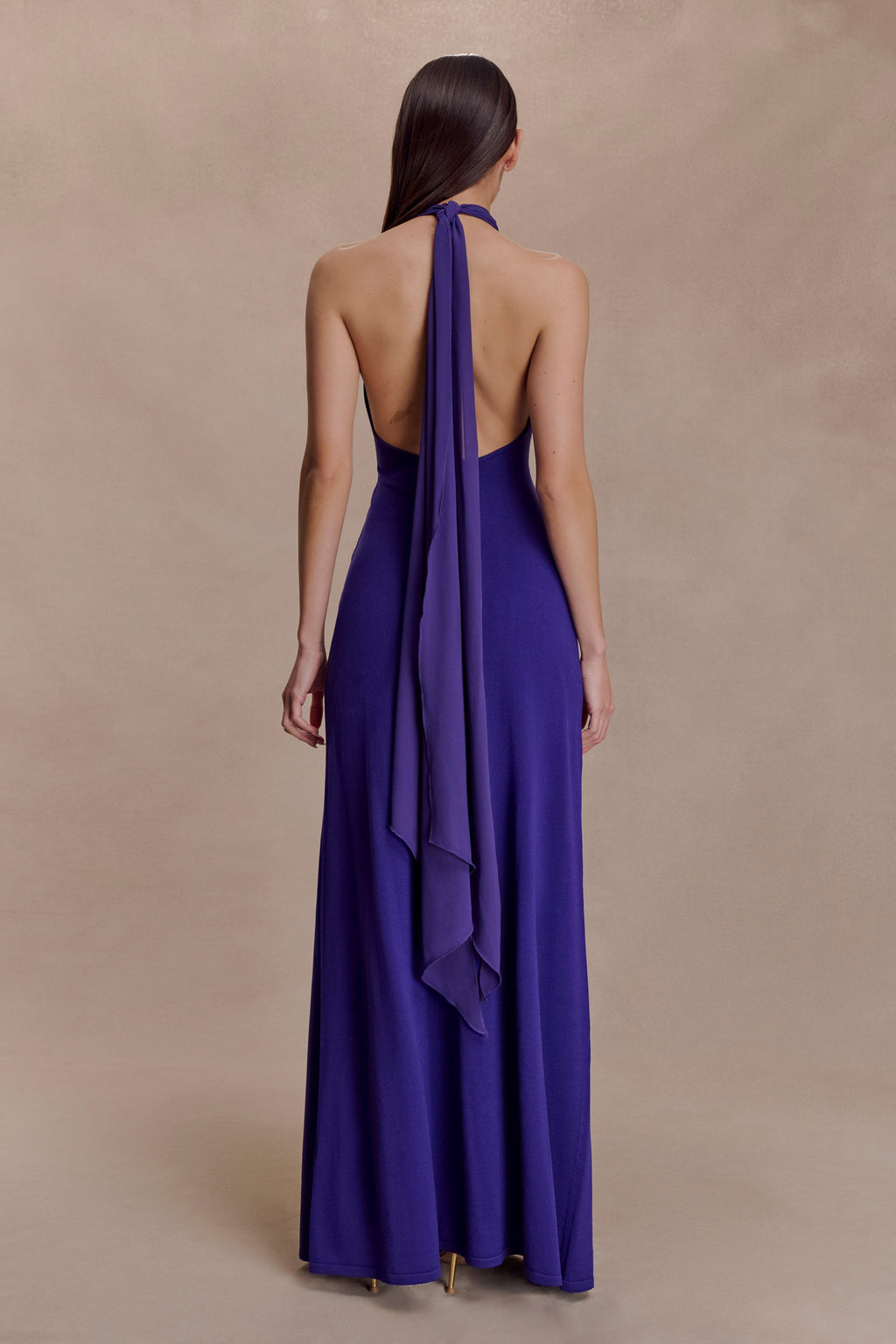 Ozias Halter Semi Sheer Knit Maxi Dress