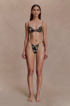 Rosmunda Ruched Bikini Top in Green Fluid Reverie Print – Chic&Drifts