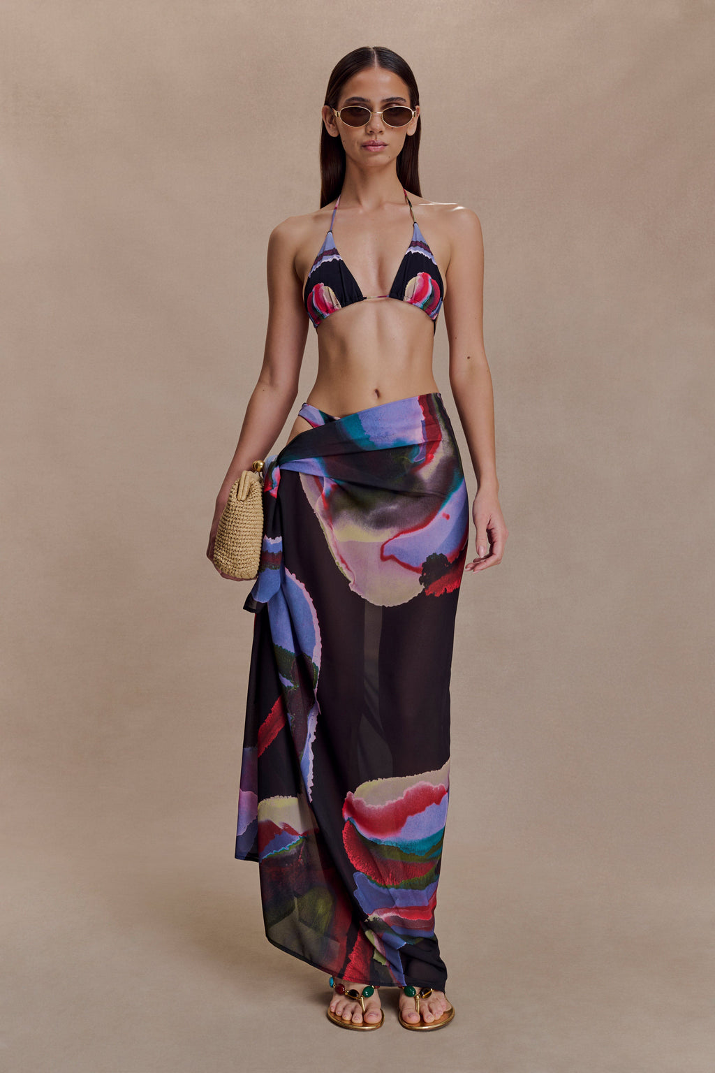 Evie Chiffon Sarong in Multi Fluid Reverie Print – Chic&Drifts