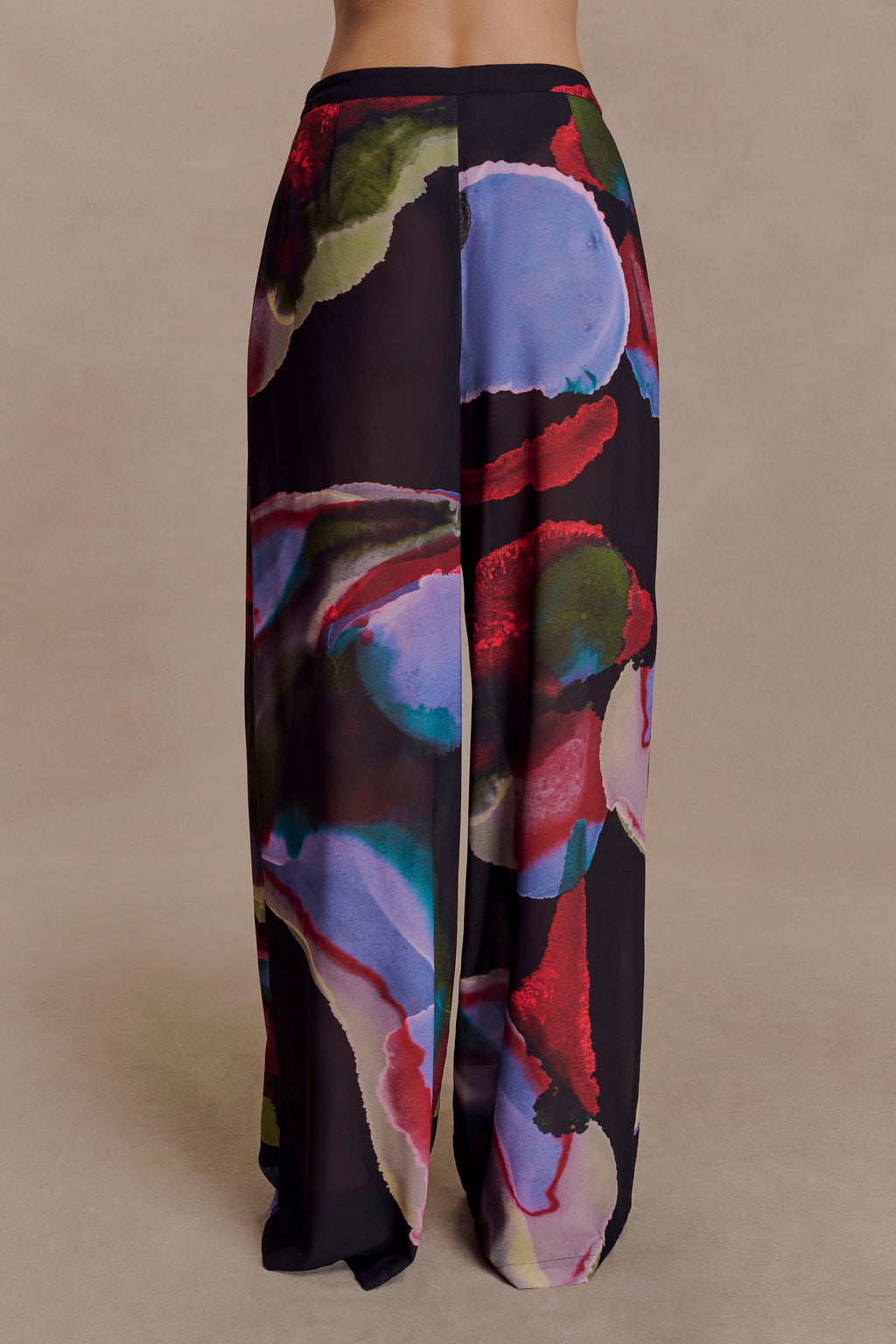 Rachel Chiffon Straight Leg Trousers - Multi Fluid Reverie Print