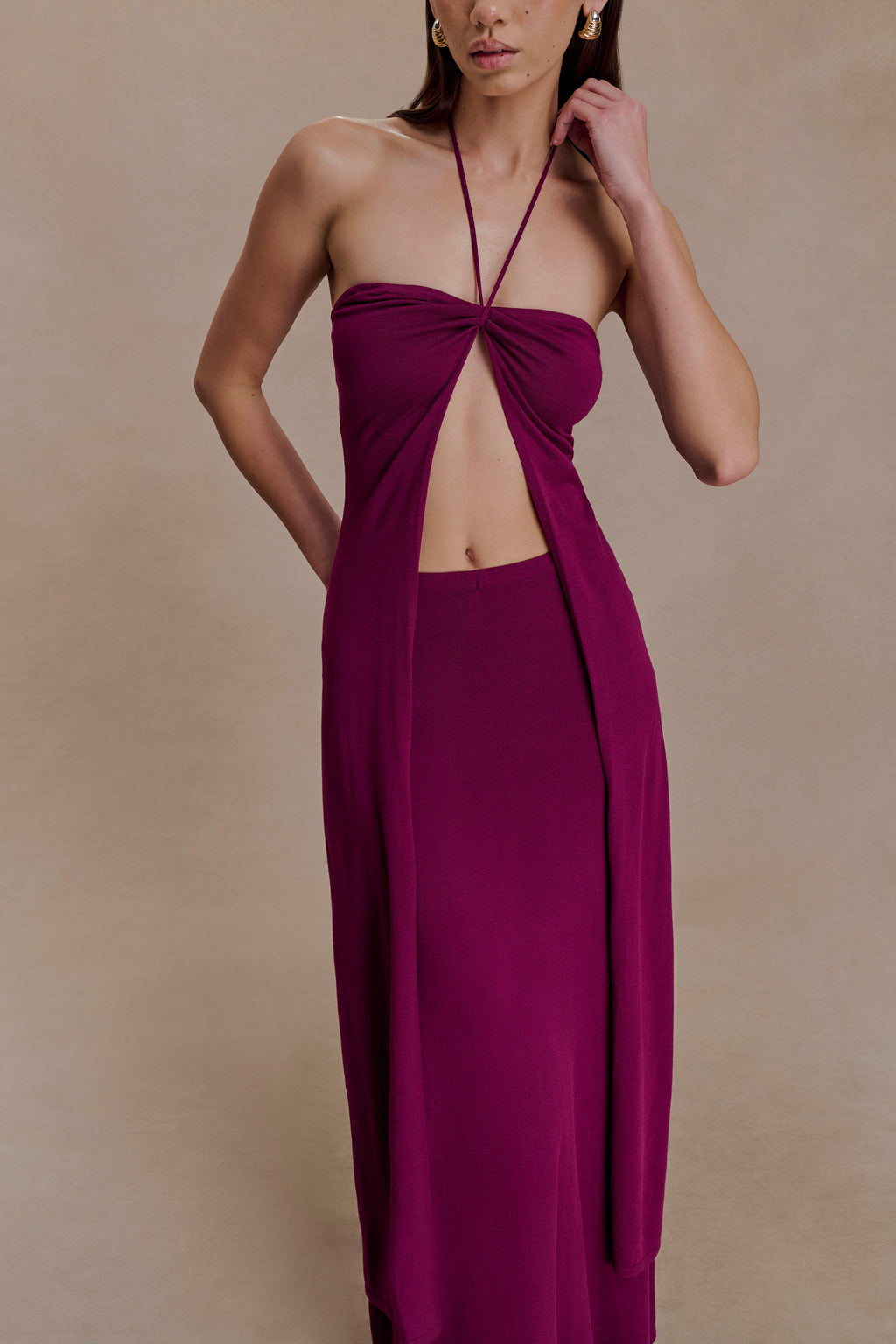 Marimae Long Knit Top - Plum