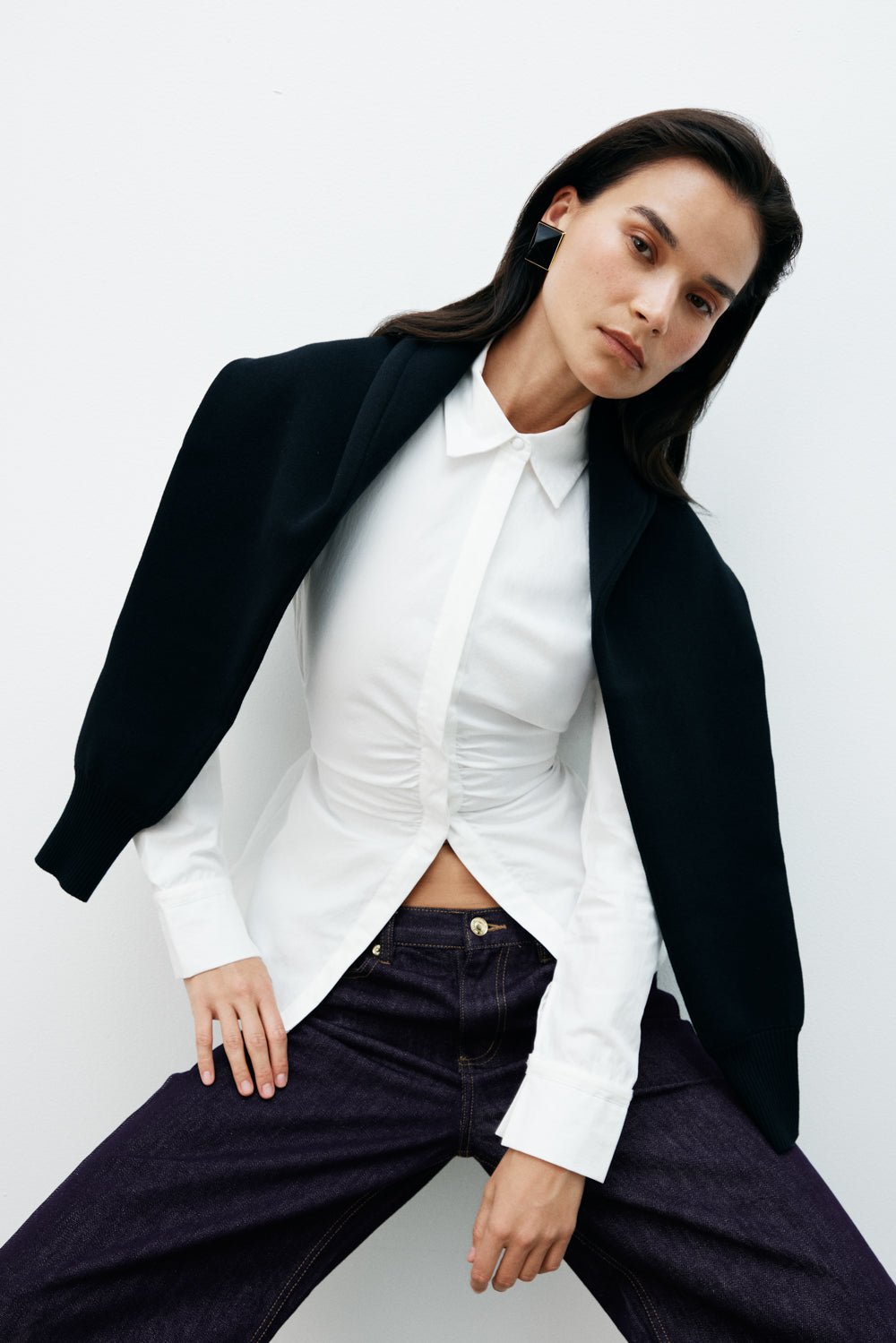 Millie Tie Back Cotton Shirt in Beige Pinstripe – Chic&Drifts
