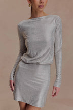 Darius Diamante Cowl Mini Dress in Silver – Chic&Drifts