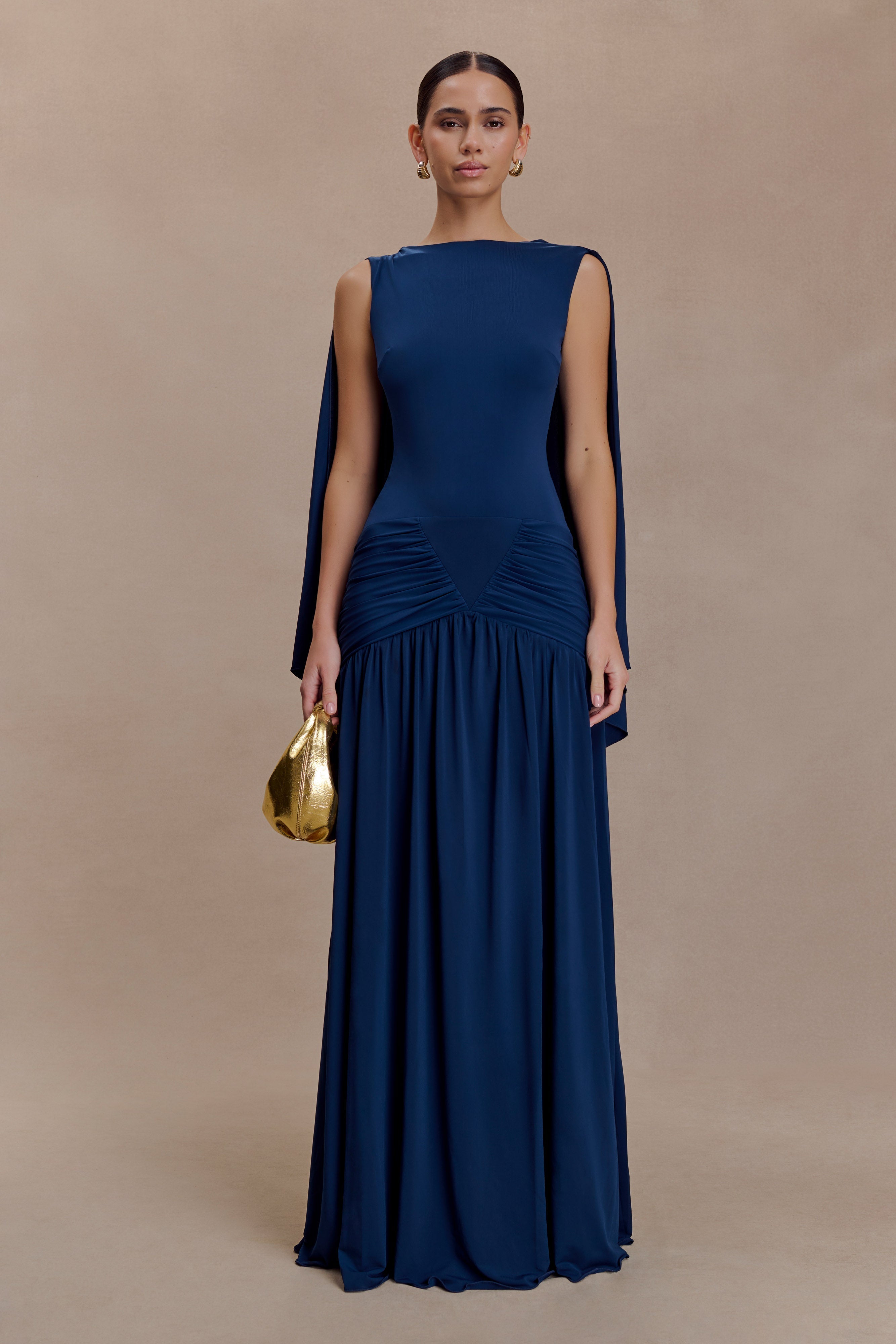 Emory Jersey Cape Maxi Dress