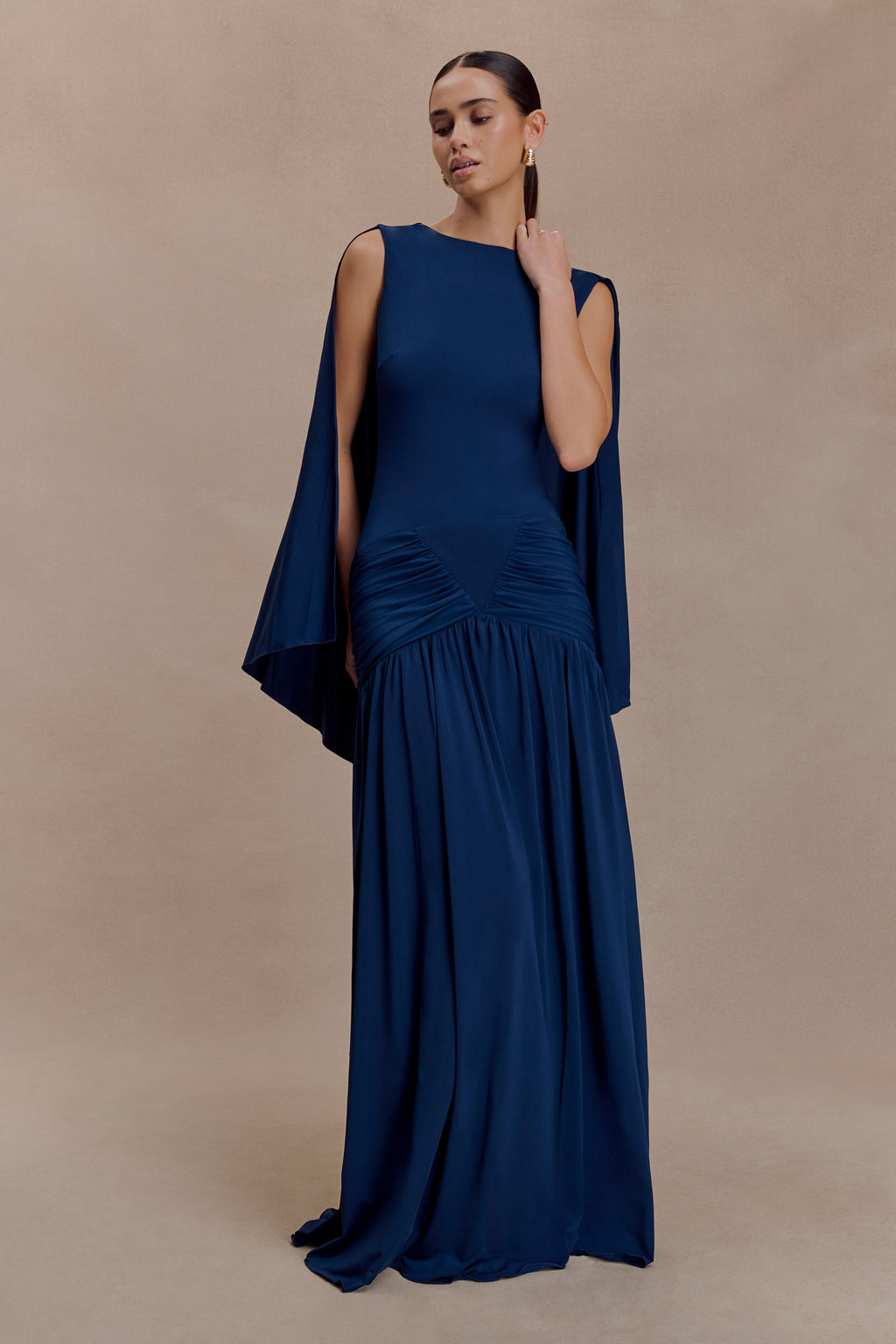 Emory Jersey Cape Maxi Dress
