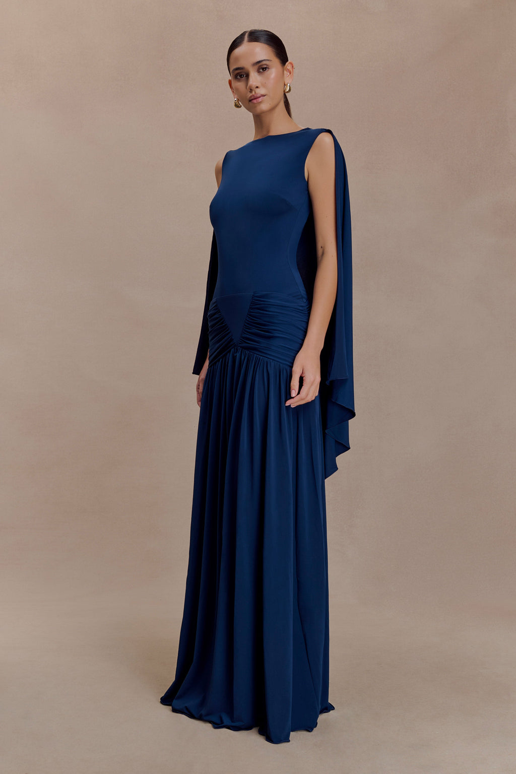 Emory Jersey Cape Maxi Dress