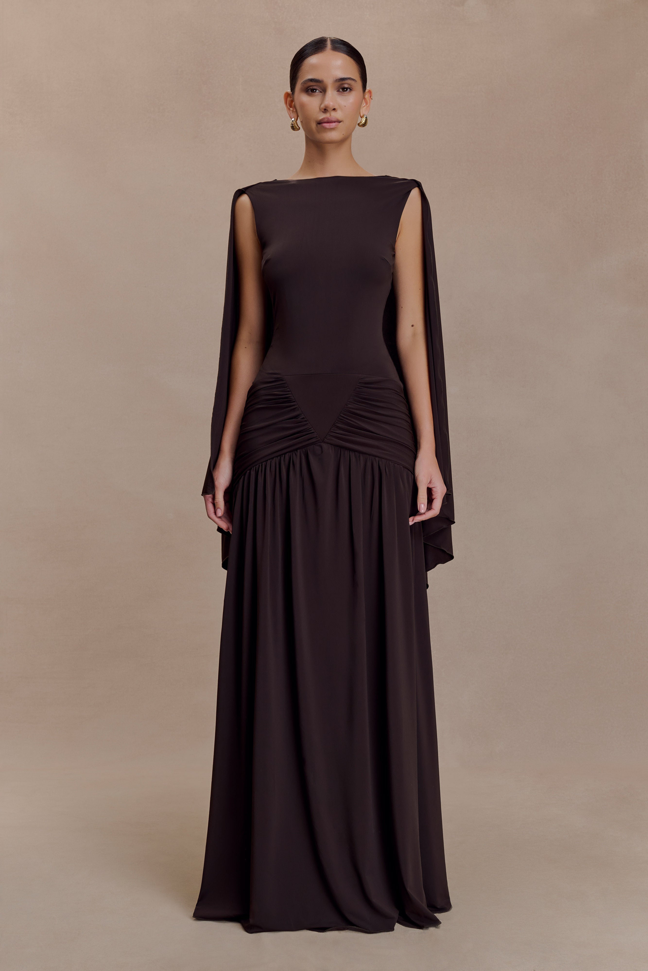 Emory Jersey Cape Maxi Dress
