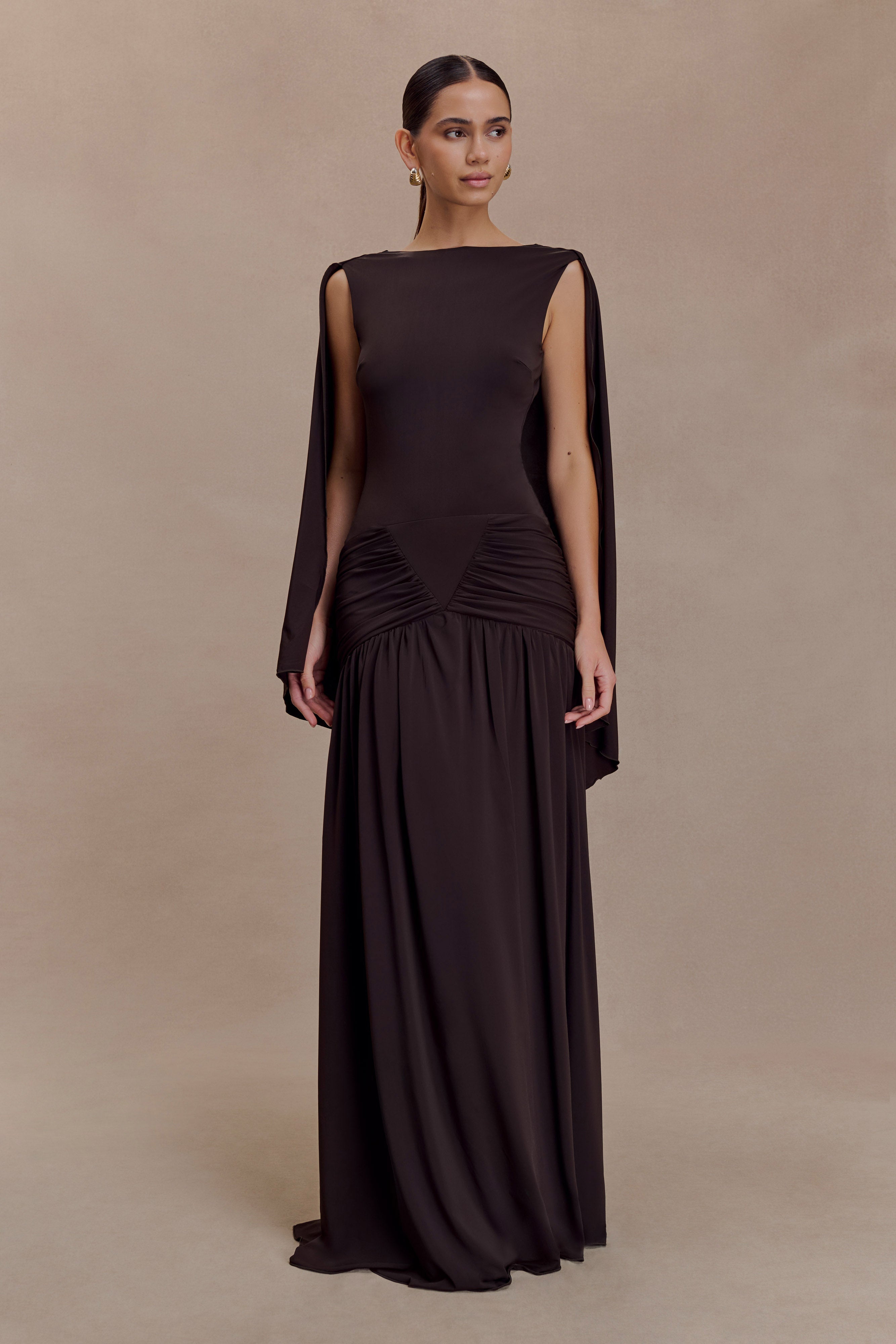 Emory Jersey Cape Maxi Dress