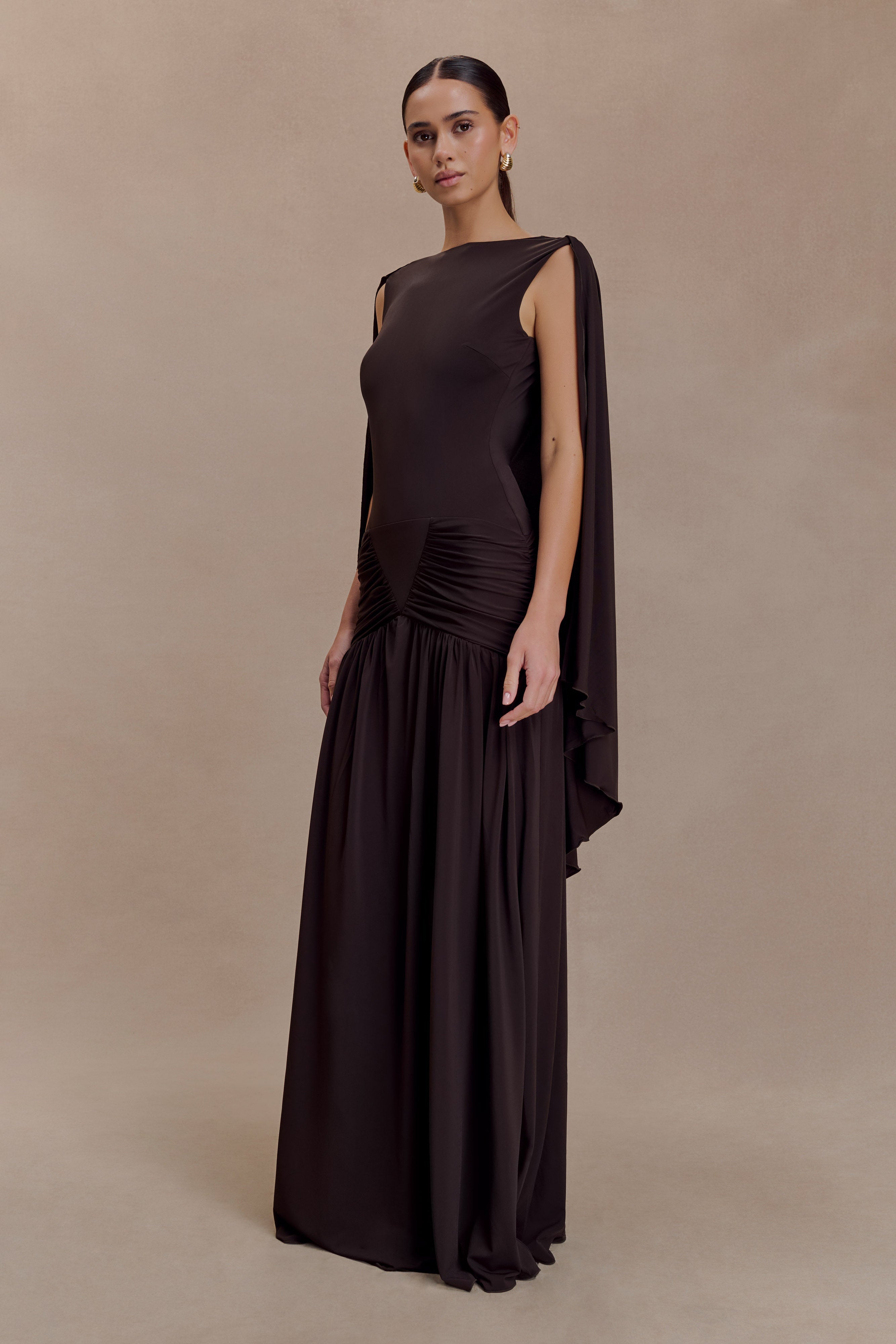 Emory Jersey Cape Maxi Dress
