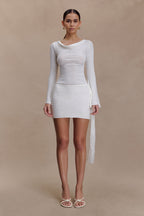 Elowen Knit Cowl Long Sleeve Top in White – Chic&Drifts