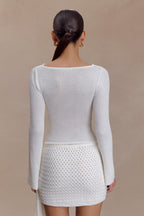 Elowen Knit Cowl Long Sleeve Top in White – Chic&Drifts