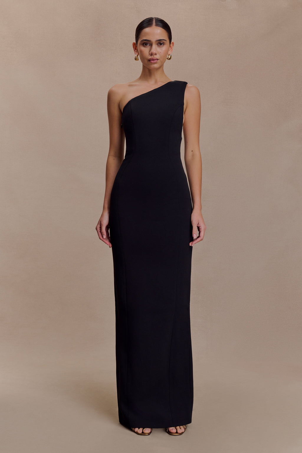 Milena One Shoulder Crepe Maxi Dress