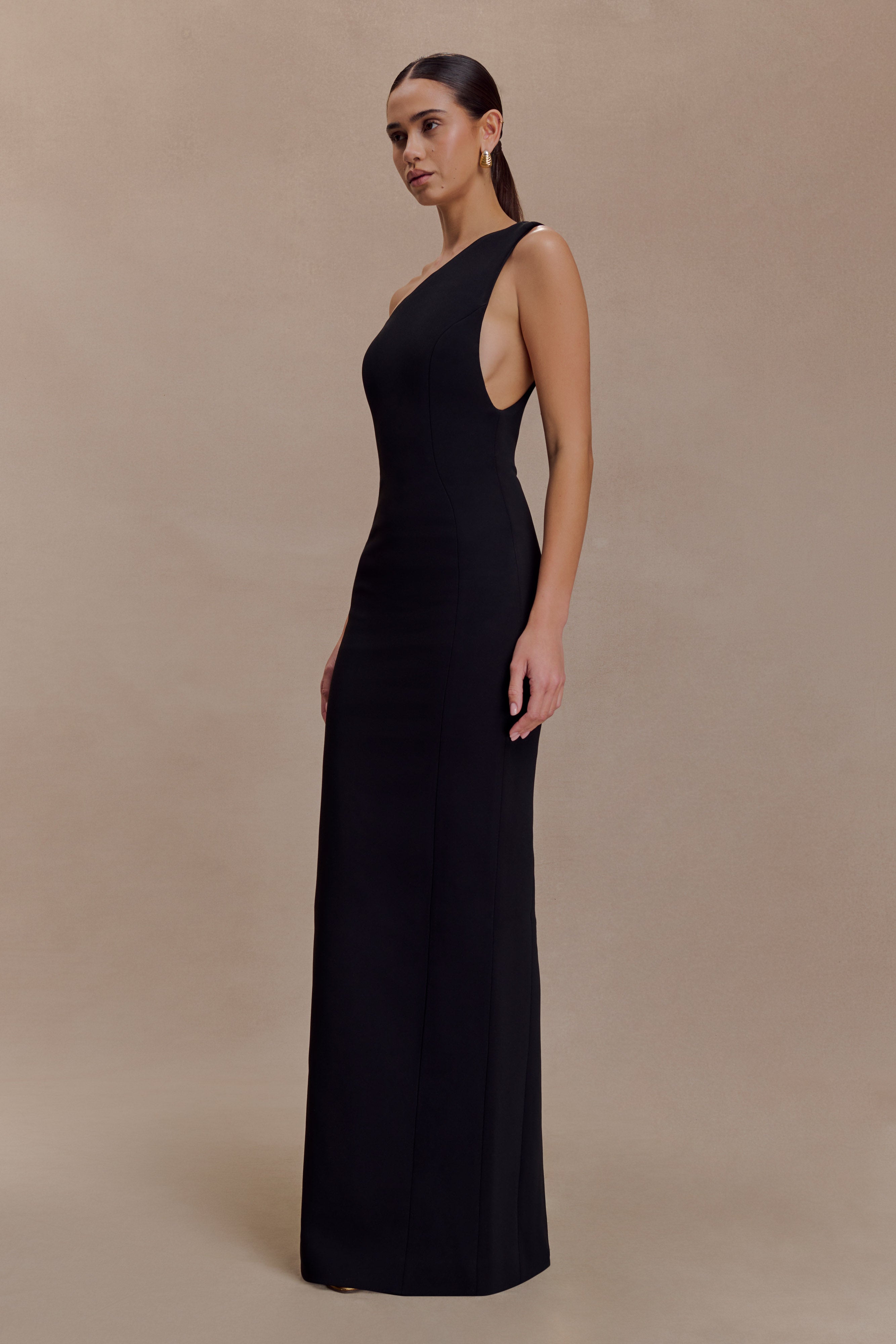 Milena One Shoulder Crepe Maxi Dress