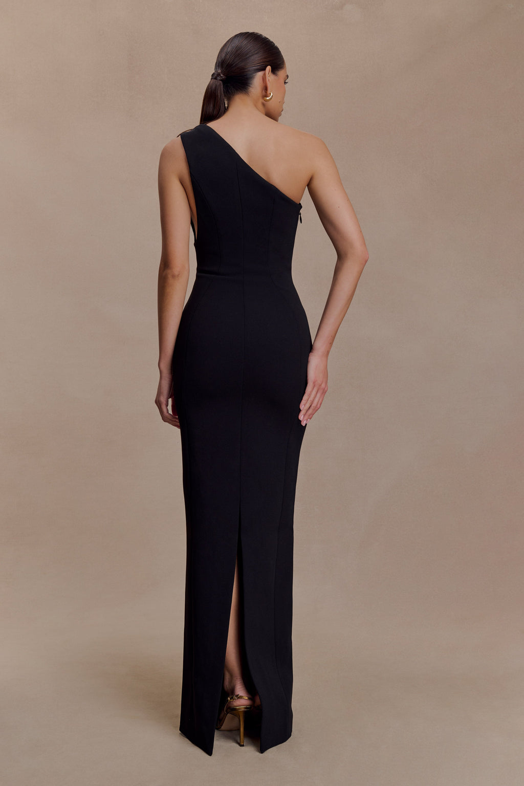 Milena One Shoulder Crepe Maxi Dress