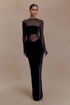 Davina Velvet And Mesh Maxi Dress in Black – Chic&Drifts