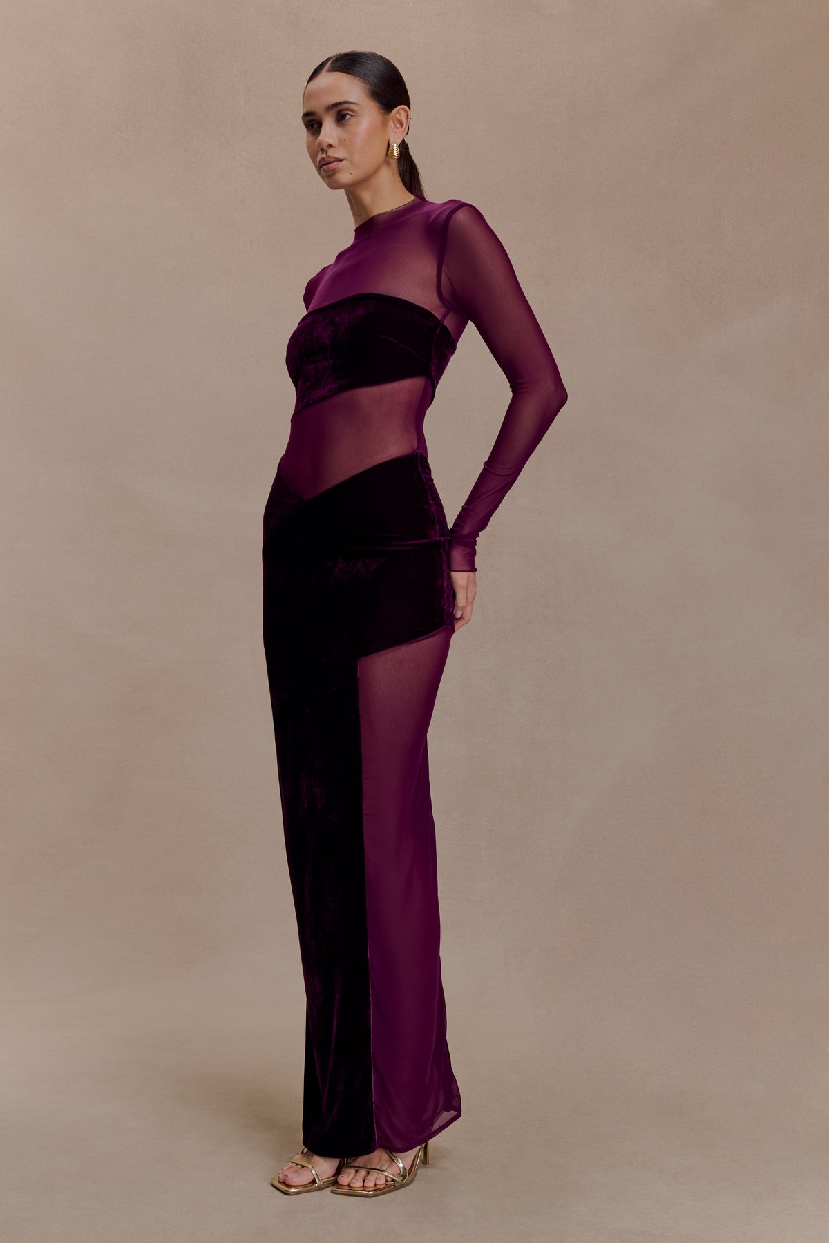 Davina Velvet And Mesh Maxi Dress in Black – Chic&Drifts