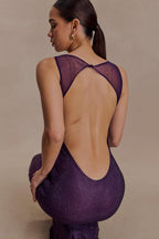 Jasmyn Hot Fix Maxi Dress With Mesh Back in Purple – Chic&Drifts