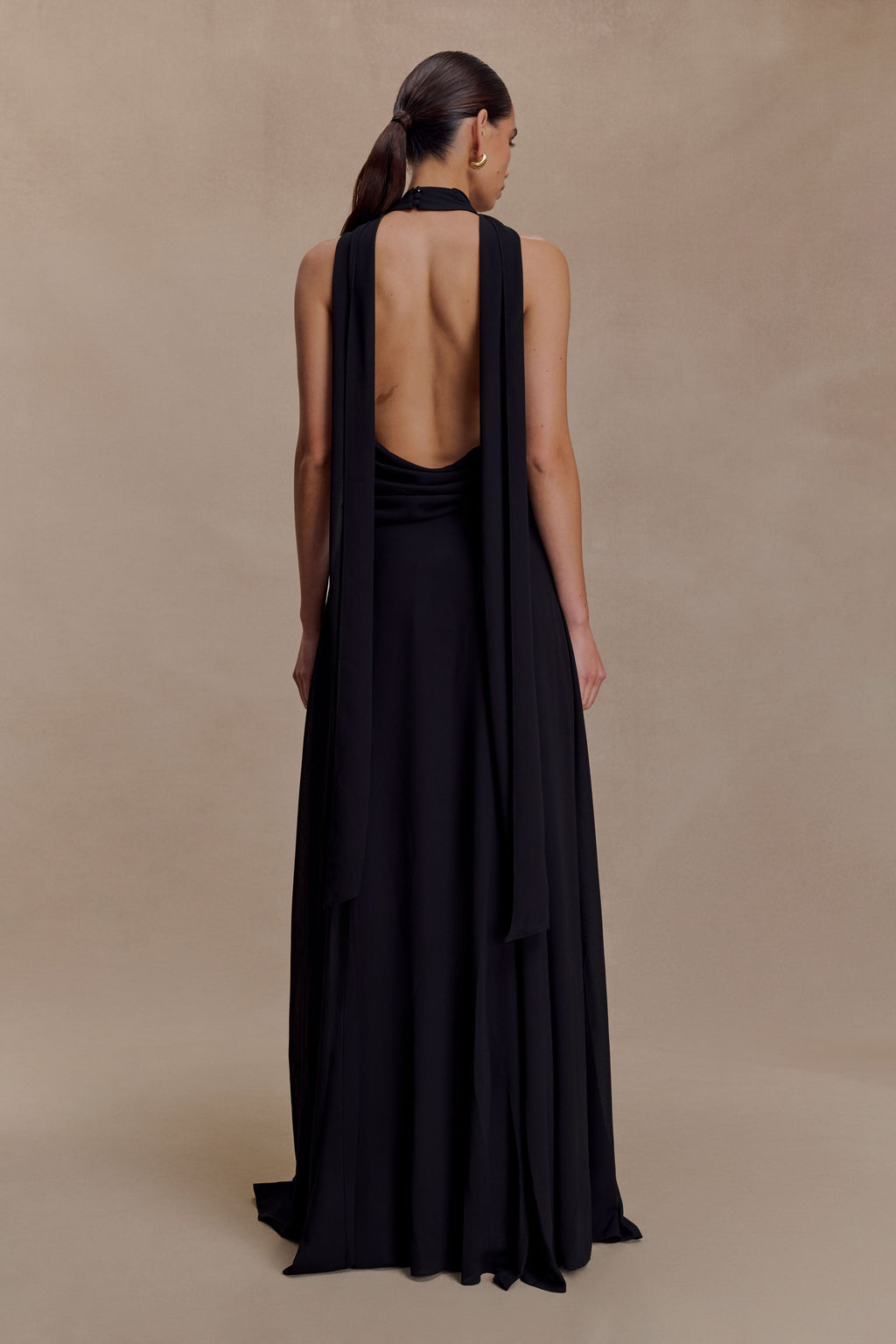 Santal Floral Chiffon Halter Maxi Dress