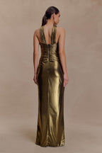 Clemence Plisse Maxi Dress in Gold – Chic&Drifts