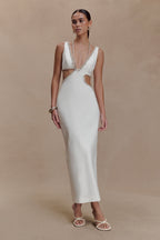 Henny Diamante Trim Cut Out Midi Dress in White – Chic&Drifts
