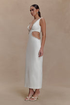 Henny Diamante Trim Cut Out Midi Dress in White – Chic&Drifts