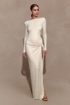 Deanna Long Sleeve Diamante Maxi Dress in Gold – Chic&Drifts
