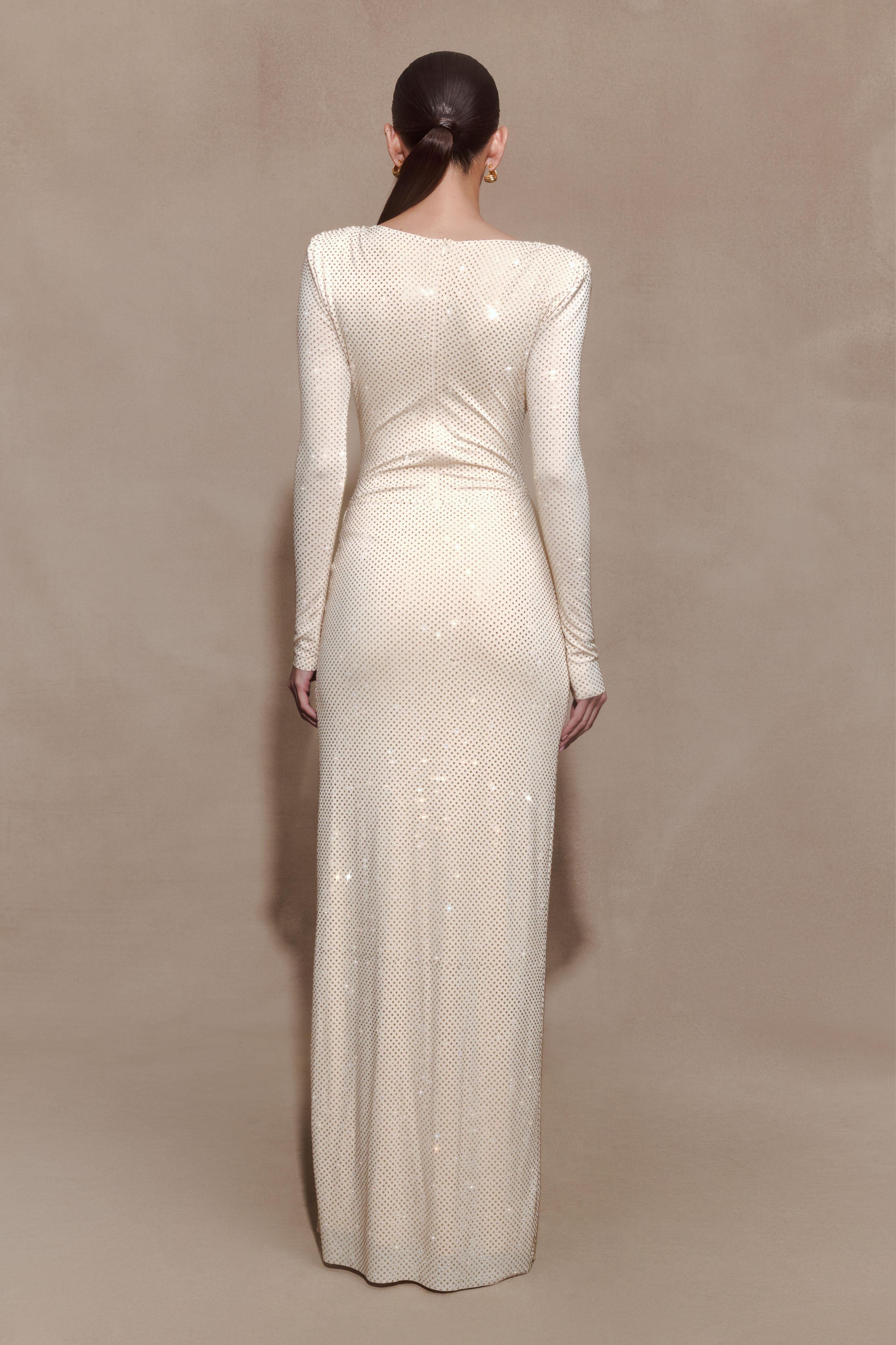 Deanna Long Sleeve Diamante Maxi Dress